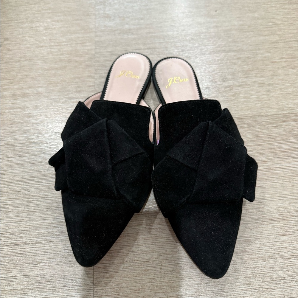 J. Crew Black Suede Bow Mules